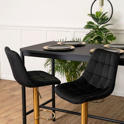 Makiažo kėdė ARCOS, juodas aksomas/auksinis pagrindas - Beauty Kit