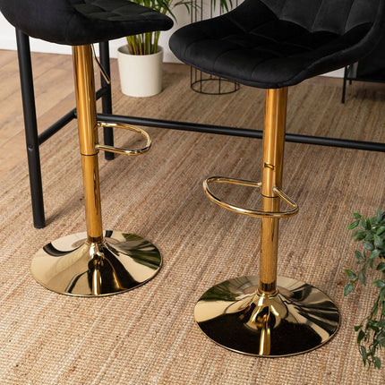 Makiažo kėdė ARCOS, juodas aksomas/auksinis pagrindas - Beauty Kit