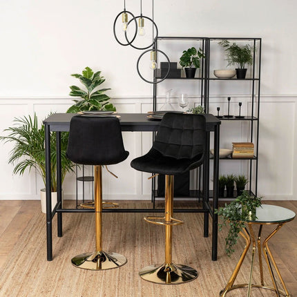 Makiažo kėdė ARCOS, juodas aksomas/auksinis pagrindas - Beauty Kit