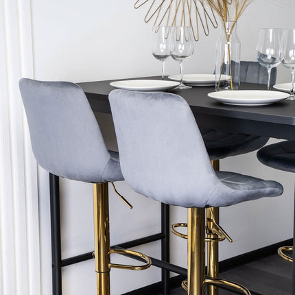 Makiažo kėdė ARCOS, pilkos spalvos aksomas/auksinis pagrindas - Beauty Kit