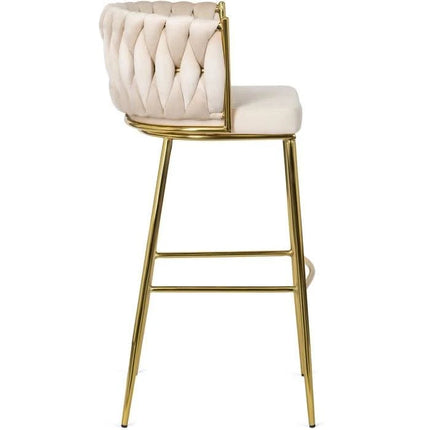 Makiažo kėdė FLORES 2 Cream Velvet smėlio spalvos aksomas, auksinės spalvos kojos - Beauty Kit