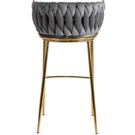 Makiažo kėdė FLORES 2 Gray Velvet pilkas aksomas, aukso spalvos kojos - Beauty Kit