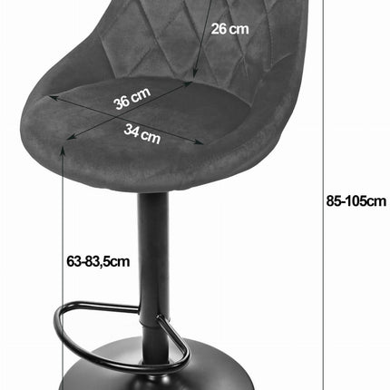 Makiažo kėdė KAST, pilkas aksomas, juodas pagrindas - Beauty Kit