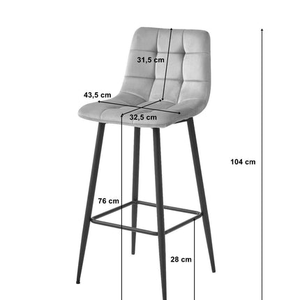 Makiažo kėdės ARCETO, tamsiai mėlynas aksomas/juodos kojos, 2 vnt. - Beauty Kit
