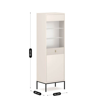 MARCOS aukšta vitrininė spinta – šviesiai rusva spalva - Beauty Kit