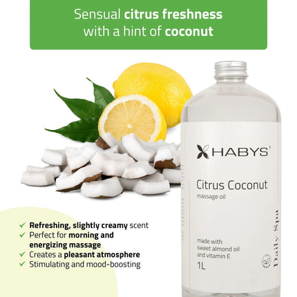 Masažo aliejus HABYS Daily Spa Citrus Coconut, 1 l – nuotrauka 5
