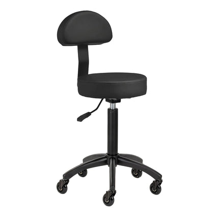 GABBIANO D026 juoda ergonomiška meistro kėdė grožio salonui – profesionali darbo kėdė ilgoms pamainoms