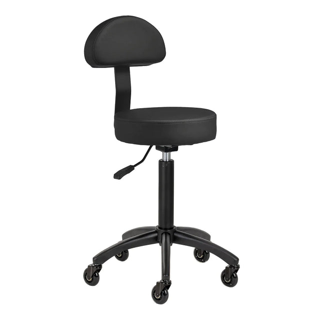 GABBIANO D026 juoda ergonomiška meistro kėdė grožio salonui – profesionali darbo kėdė ilgoms pamainoms