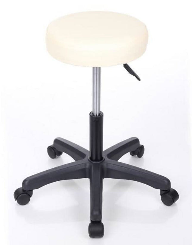 Meistro kėdė RESTPRO Round 1, kreminė (kosmetologo, kirpėjo, masažuotojo kėdė) - Beauty Kit