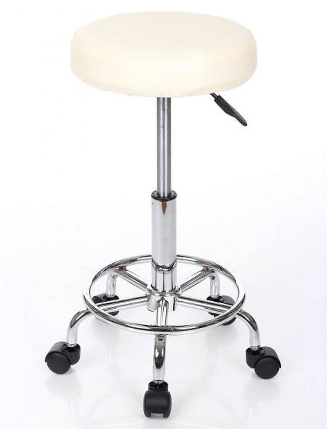 Meistro kėdė RESTPRO Round 2, kreminė (kosmetologo, masažuotojo kėdė) - Beauty Kit