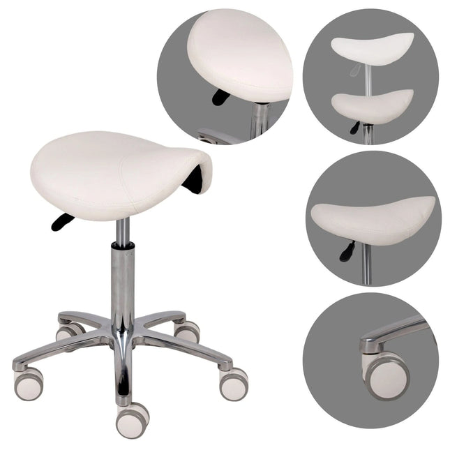 Meistro kėdutė balno tipo LILA PVC k501, balta