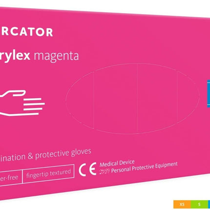 Vienkartinės nitrilinės pirštinės MERCATOR Nitrylex Pink, M dydis, be pudros