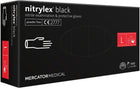Vienkartinės nitrilinės pirštinės MERCATOR Nitrylex Black, L dydis, juodos sp., be pudros, 100 vnt.