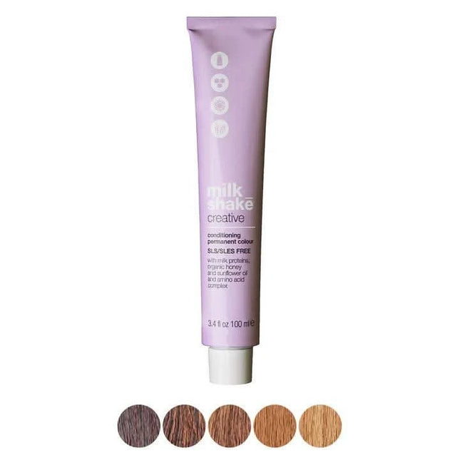 MILK SHAKE CREATIVE PERMANENT plaukų dažai 4.431 I 4 CGA, copper golden ash medium brown EXOTIC - Beauty Kit