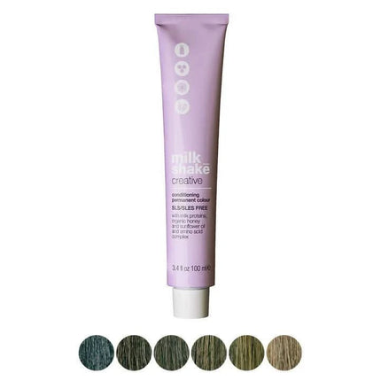 MILK SHAKE CREATIVE PERMANENT plaukų dažai 8.11 I 8 AA, intense ash light blond MATTE - Beauty Kit