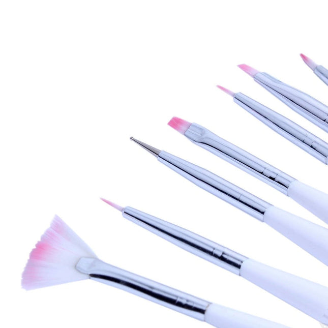 BeautyKit nagų dailės teptukai 7 vnt. – profesionalus rinkinys manikiūro salonams tiksliam nagų dizainui