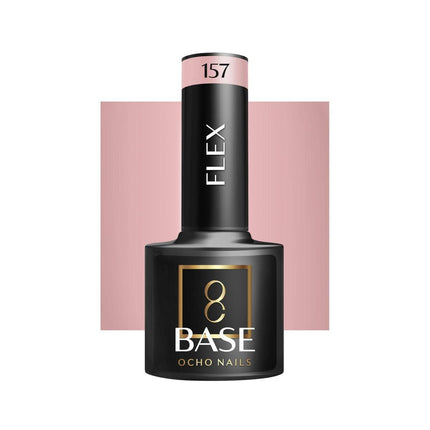 OCHO NAILS hibridinė gelinio lako bazė Flex 157 5g – kaučiukinė savaiminio lyginimosi formulė ploniems nagams