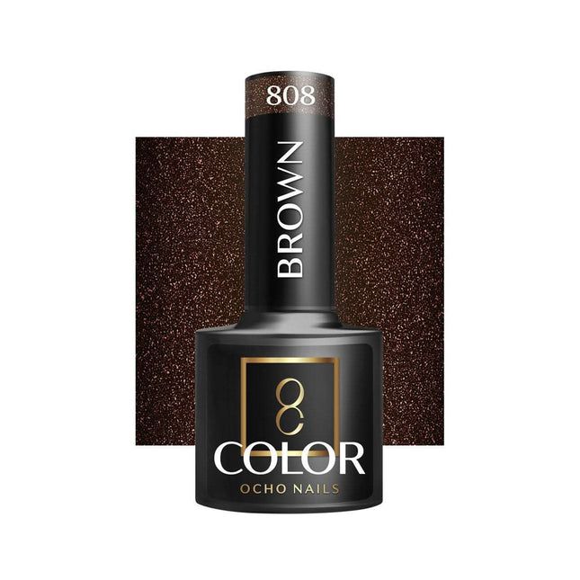 OCHO NAILS hibridinis nagų lakas BROWN 808, 5g - Beauty Kit