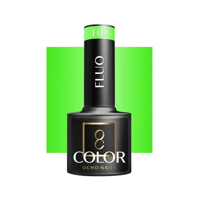 OCHO NAILS hibridinis nagų lakas FLUO F02 5g – ryškus fluorescencinis manikiūro lakas profesionalams