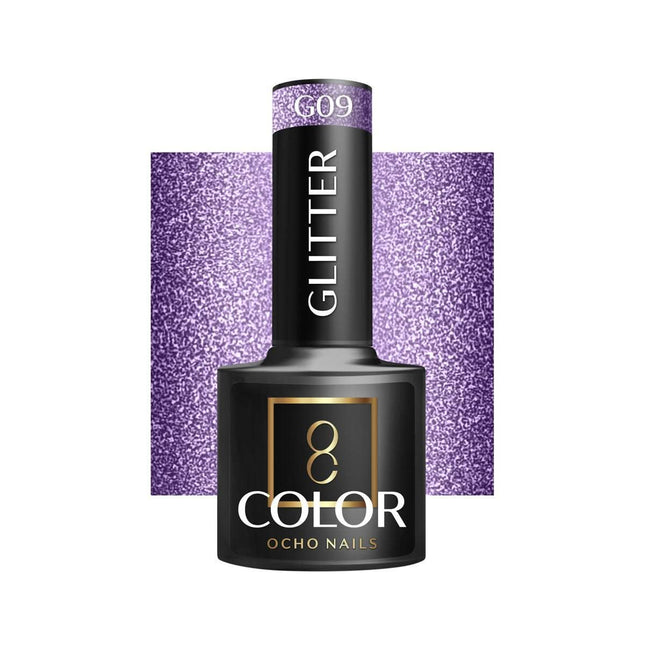 OCHO NAILS hibridinis nagų lakas GLITTER G09 5g – blizgus manikiūro lakas profesionalams