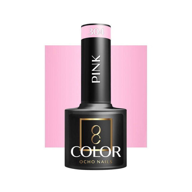 OCHO NAILS hibridinis nagų lakas PINK 304 5g – profesionalus rožinis hibridas manikiūrui ir pedikiūrui