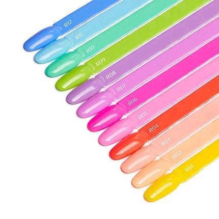 OCHO NAILS RAINBOW R12 5g hibridinis nagų lakas – patikimas rezultatas profesionaliems nagų stilistams