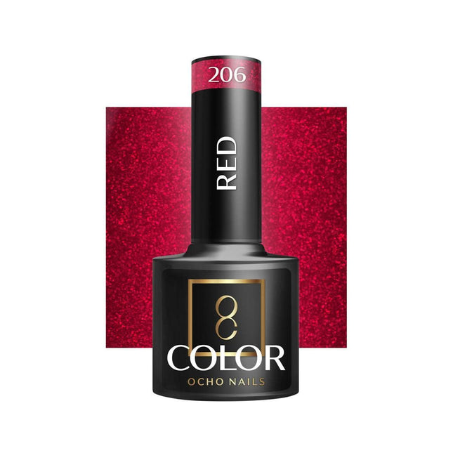 OCHO NAILS hibridinis nagų lakas RED 206, 5g - Beauty Kit