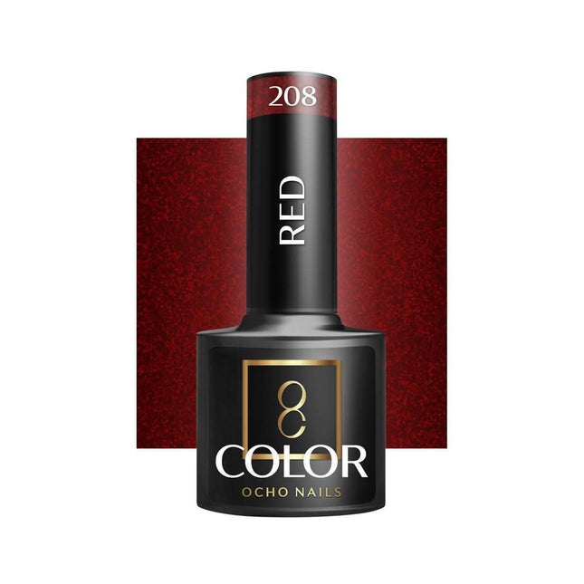 OCHO NAILS hibridinis nagų lakas RED 208, 5g - Beauty Kit