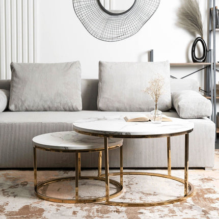 OLIS MAX, kavos staliukų rinkinys, auksinės/ marmuro spalvos - Beauty Kit