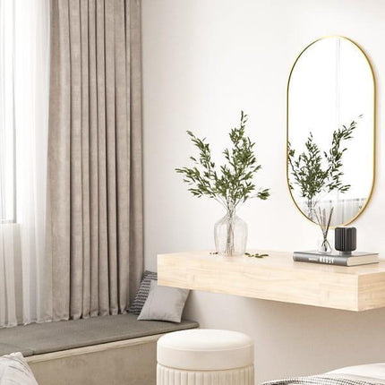 Ovalus veidrodis auksiniu rėmu, 100x50cm. - Beauty Kit