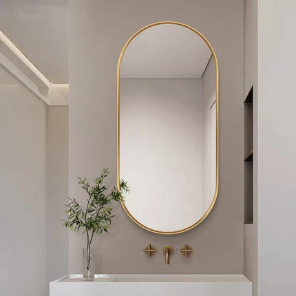 Ovalus veidrodis auksiniu rėmu, 100x50cm. - Beauty Kit