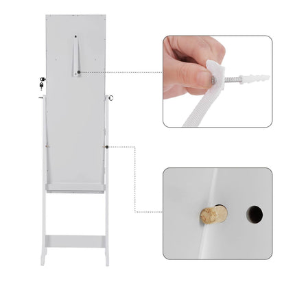 Papuošalų spintelė su veidrodžiu LED JBC94W - Beauty Kit