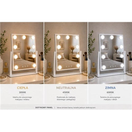 Pasukamas veidrodis su LED apšvietimu HOLLYWOOD 29x36cm – kitas vaizdas