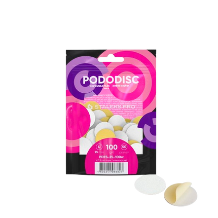STALEKS Vienkartinės baltos dildės pedikiūro diskui PODODISC L EXPERT #100, 50vnt
