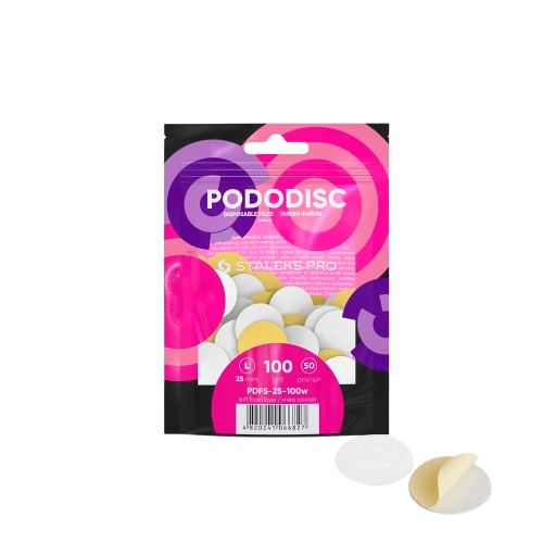 STALEKS Vienkartinės baltos dildės pedikiūro diskui PODODISC L EXPERT #100, 50vnt