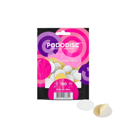 STALEKS Vienkartinės baltos dildės pedikiūro diskui PODODISC L EXPERT #180, 50 vnt.