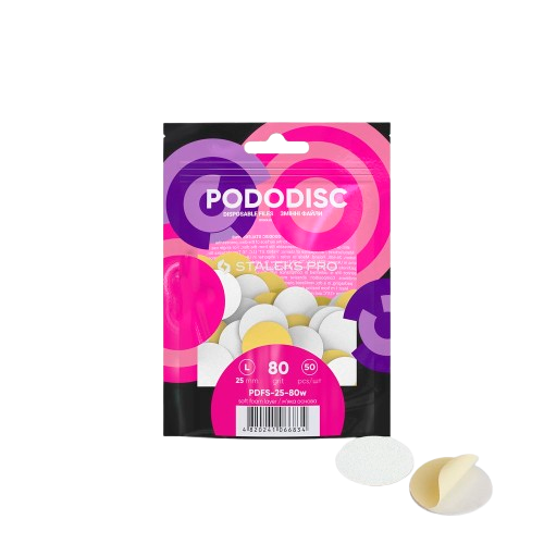 STALEKS Vienkartinės baltos dildės pedikiūro diskui PODODISC L EXPERT #80, 50vnt.