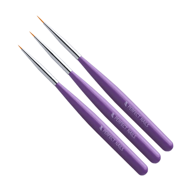 PERFECT NAILS nagų dailės teptukų rinkinys Nail Art, 3 vnt. - Beauty Kit