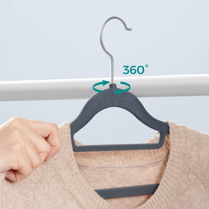 Pilkos spalvos aksominės pakabos CRF20VX, 20 vnt. - Beauty Kit