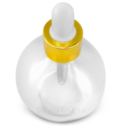 Stiklinis apvalus buteliukas su pipete 75 ml, permatomas stiklas