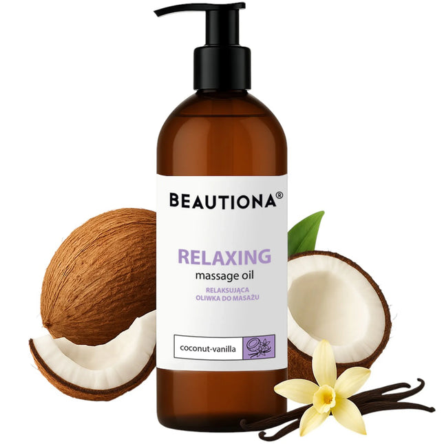 Kokosas & Vanilė masažo atpalaiduojantis aliejus BEAUTIONA, 500 ml