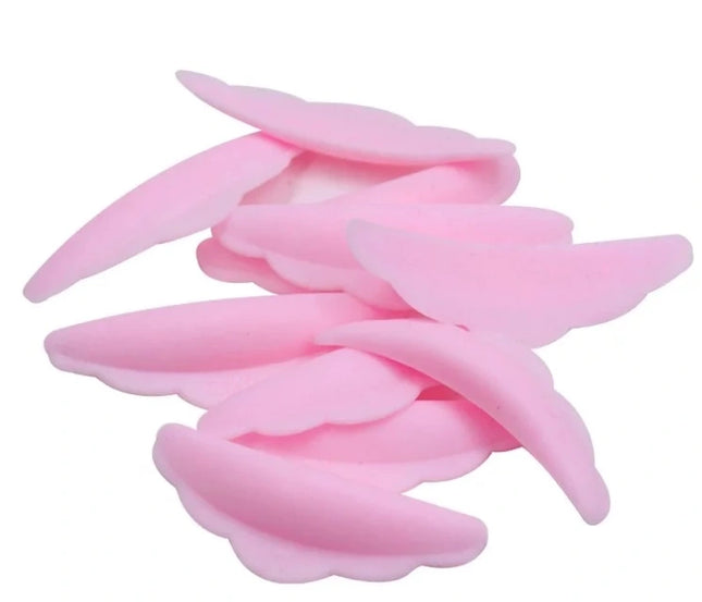 Rožiniai silikoniniai padeliai blakstienų laminavimui, 5 poros