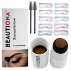 Набор для оформления бровей - темно-коричневый штамп, трафареты, кисточки, 2 шт.