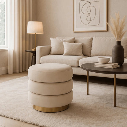 Pufas AURA, kreminis aksomas