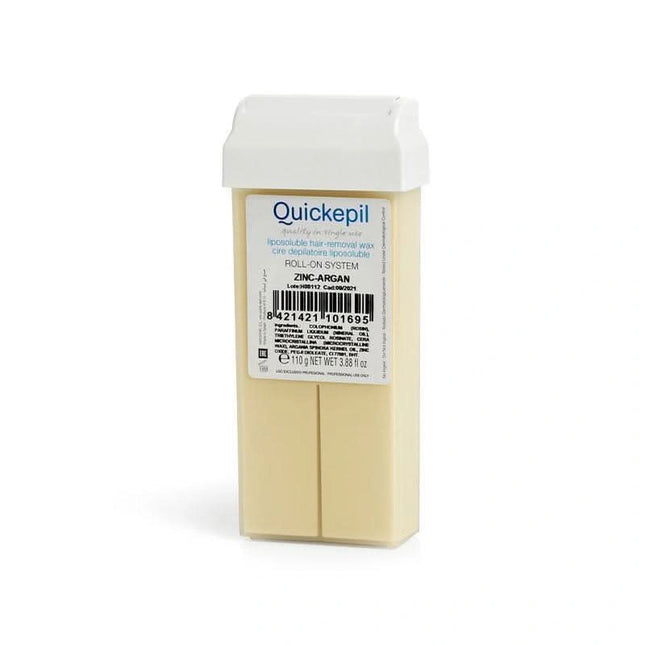 QUICKEPIL depiliacijos vaško kasetė ZINC-ARGAN 110g – roll-on volelis profesionaliam salono naudojimui