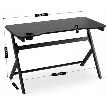 Rašomasis stalas Gamer BLECK 120 cm, juodas - Beauty Kit