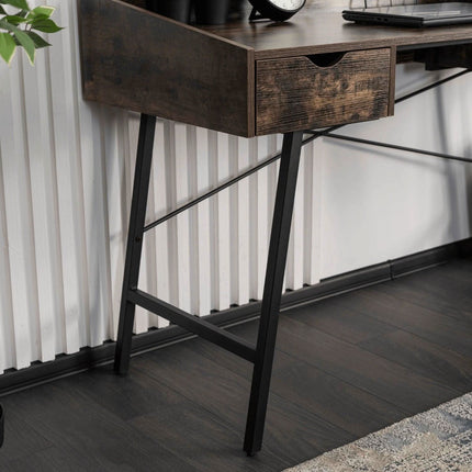 Rašomasis stalas ICE su stalčiais – ąžuolas / juoda – šiuolaikinis lofto stiliaus - Beauty Kit