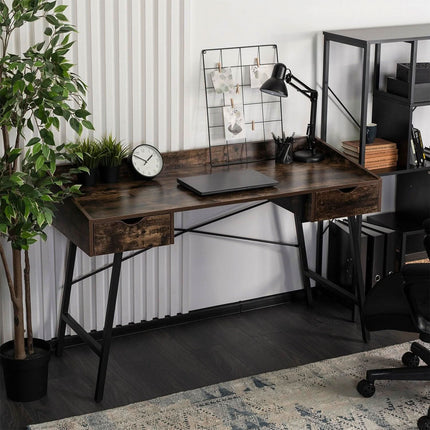 Rašomasis stalas ICE su stalčiais – ąžuolas / juoda – šiuolaikinis lofto stiliaus - Beauty Kit