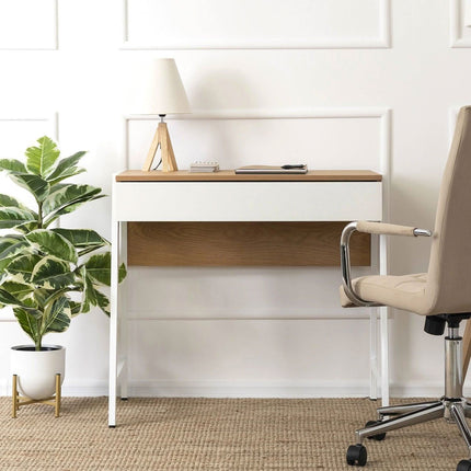 Rašomasis stalas MORI, ąžuolas/baltas - Beauty Kit