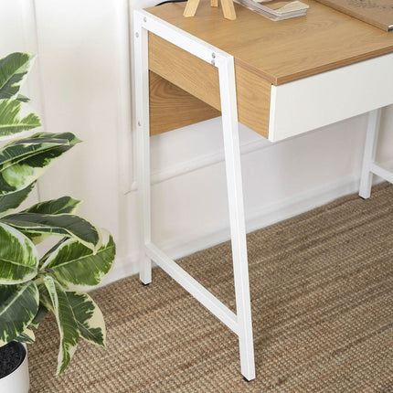 Rašomasis stalas MORI, ąžuolas/baltas - Beauty Kit
